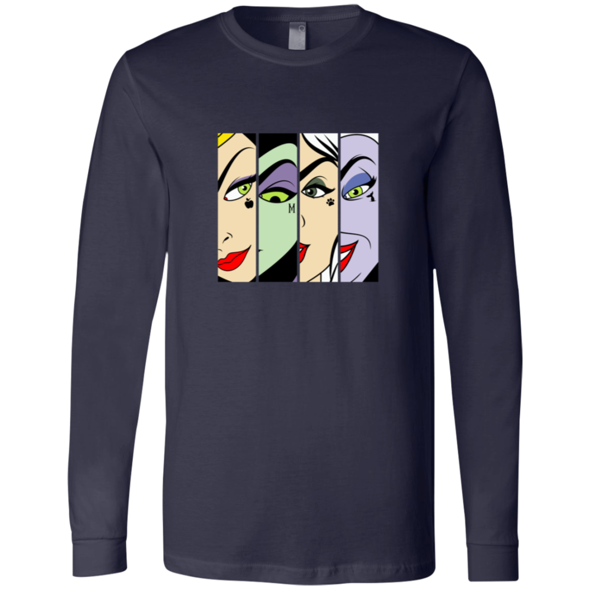 “Villain Eyes Only” pop‑art close‑up print of Disney villains’ eyes—each with its signature icon (apple, “M”, paw, tentacle).