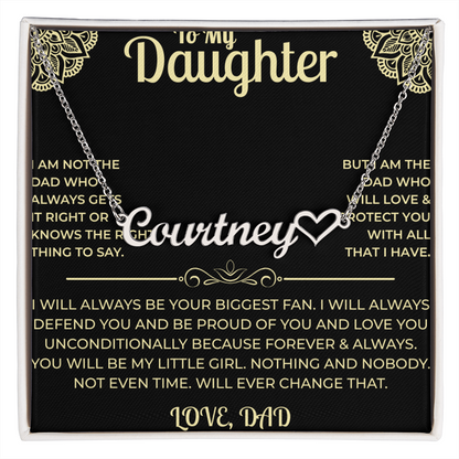 To My Daughter - Heart Name Necklace