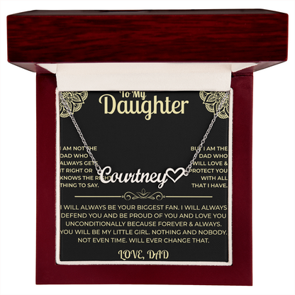 To My Daughter - Heart Name Necklace