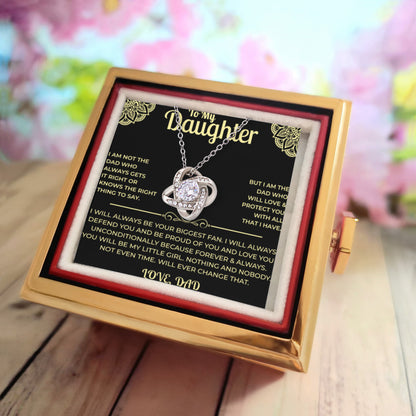 To My Daughter - Love Knot Necklace with Rotating Rose Gift Box