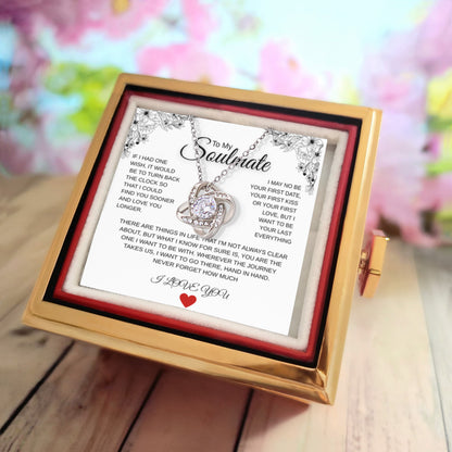To My Soulmate - Love Knot Necklace with Rotating Rose Gift Box